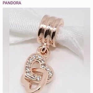 ❤️PANDORA Rose™ Interlocking Love Dangle Retired Pandora Rose™ Clear Zirconia